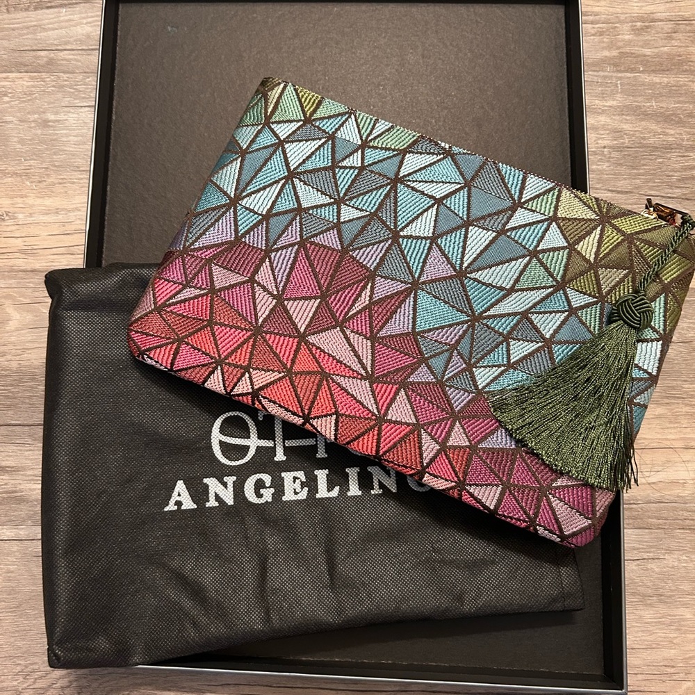 Angelina Colorful Geometric Pattern Clutch